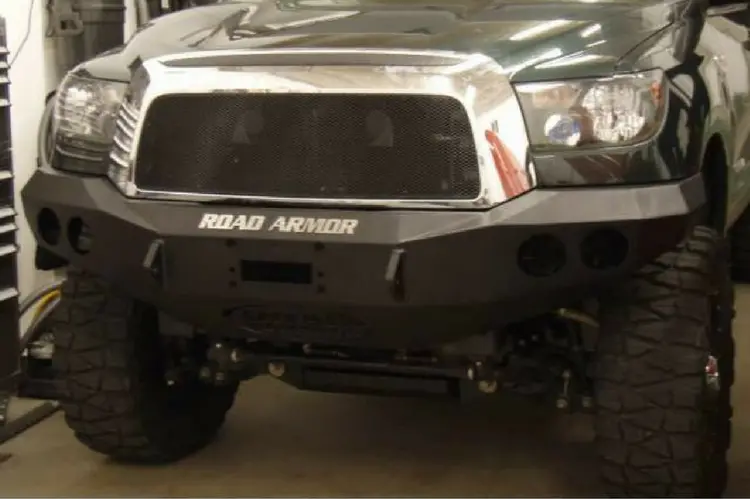 Road Armor Stealth 99030B 2007-2013 Toyota Tundra Front Winch Ready Bumper No Guard, Black Finish And Round Fog Light Hole 2