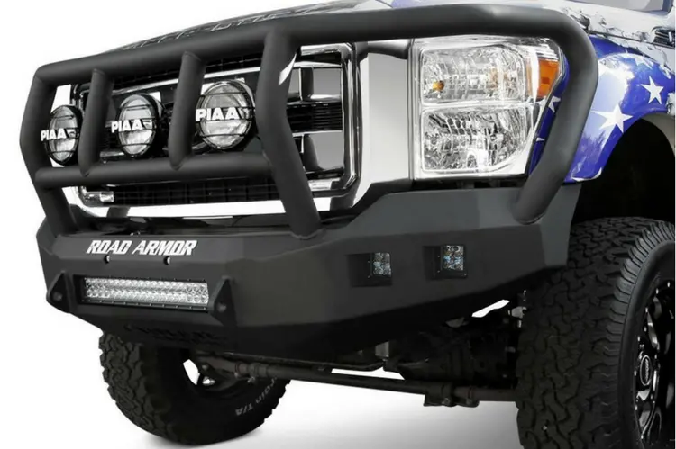 Road Armor Stealth 605R2b-Nw 2005-2007 Ford F250/F350/F450 Superduty Front Non-Winch Bumper Titan Ii Grille Guard, Black Finish And Square Fog Light Hole 1