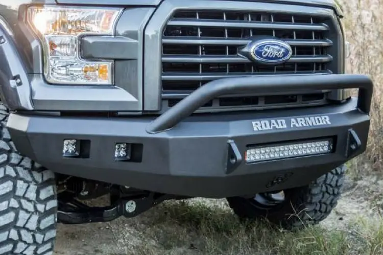Road Armor Stealth 615R4b-Nw 2015-2017 Ford F150 Front Bumper Pre-Runner Style, Black Finish And Square Fog Light Hole 1