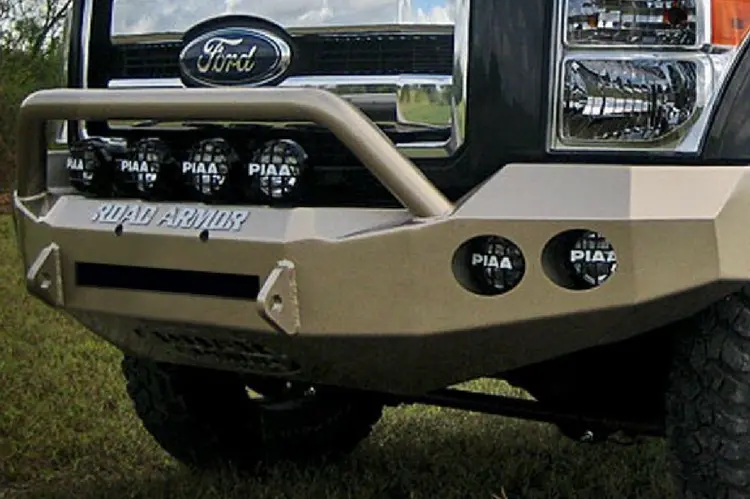 Road Armor Stealth 61104B-Nw 2011-2016 Ford F250/F350/F450 Superduty Front Non-Winch Bumper Pre-Runner Style, Black Finish And Round Fog Light Hole 1