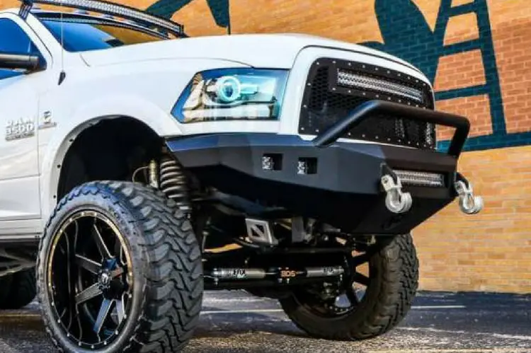 Road Armor Stealth 408R4b 2010-2018 Dodge Ram 2500/3500 Front Winch Ready Bumper Pre-Runner Style, Black Finish And Square Fog Light Hole 1