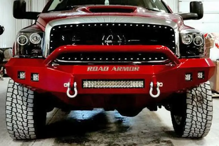 Road Armor Stealth 406R4b 2006-2009 Dodge Ram 2500/3500 Front Winch Ready Bumper Pre-Runner Style, Black Finish And Square Fog Light Hole 1