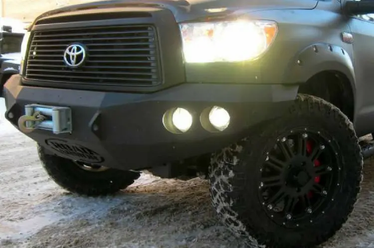 Road Armor Stealth 99030B 2007-2013 Toyota Tundra Front Winch Ready Bumper No Guard, Black Finish And Round Fog Light Hole 1