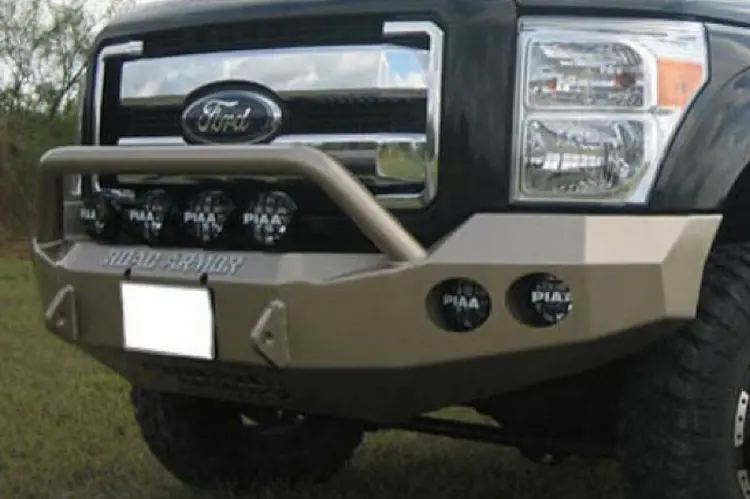 Road Armor Stealth 61104B 2011-2016 Ford F250/F350/F450 Superduty Front Winch Ready Bumper Pre-Runner Style, Black Finish And Round Fog Light Hole 1