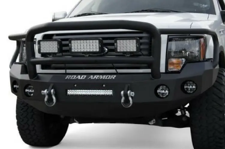 Road Armor Stealth 61105B-Nw 2011-2016 Ford F250/F350/F450 Superduty Front Non-Winch Bumper Lonestar Guard, Black Finish And Round Fog Light Hole 1