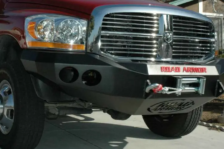 Road Armor Stealth 44060B-Nw 2006-2009 Dodge Ram 2500/3500 Front Non-Winch Bumper No Guard, Black Finish And Round Fog Light Hole 1