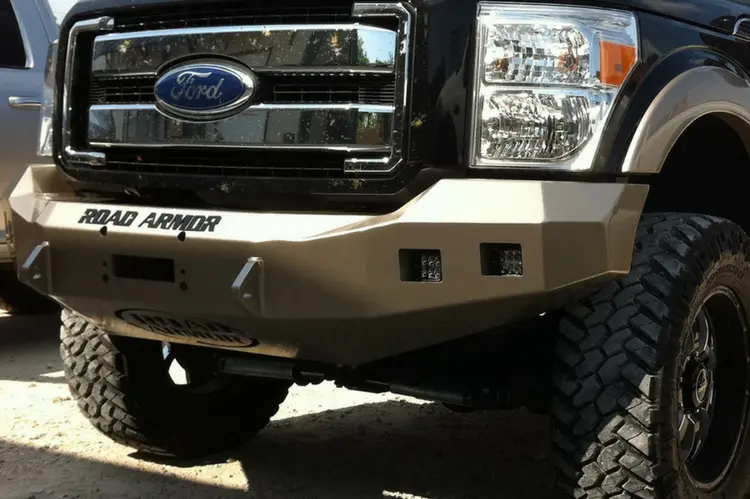 Road Armor Stealth 611R0b 2011-2016 Ford F250/F350/F450 Superduty Front Winch Ready Bumper No Guard, Black Finish And Square Fog Light Hole 2