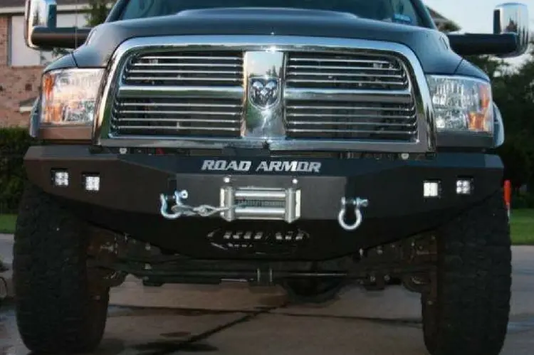 Road Armor Stealth 408R0b 2010-2018 Dodge Ram 2500/3500 Front Winch Ready Bumper No Guard, Black Finish And Square Fog Light Hole 1