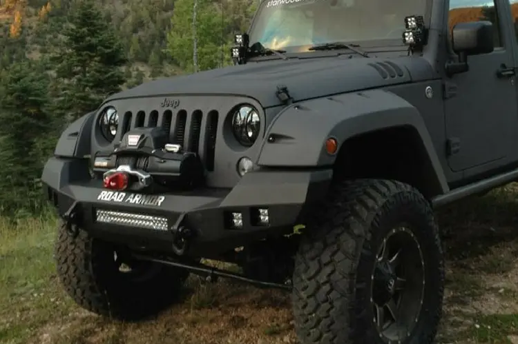Road Armor Stealth 512R0b 2007-2018 Jeep Wrangler Jk Front Winch Ready Bumper No Guard, Black Finish And Square Fog Light Hole 1