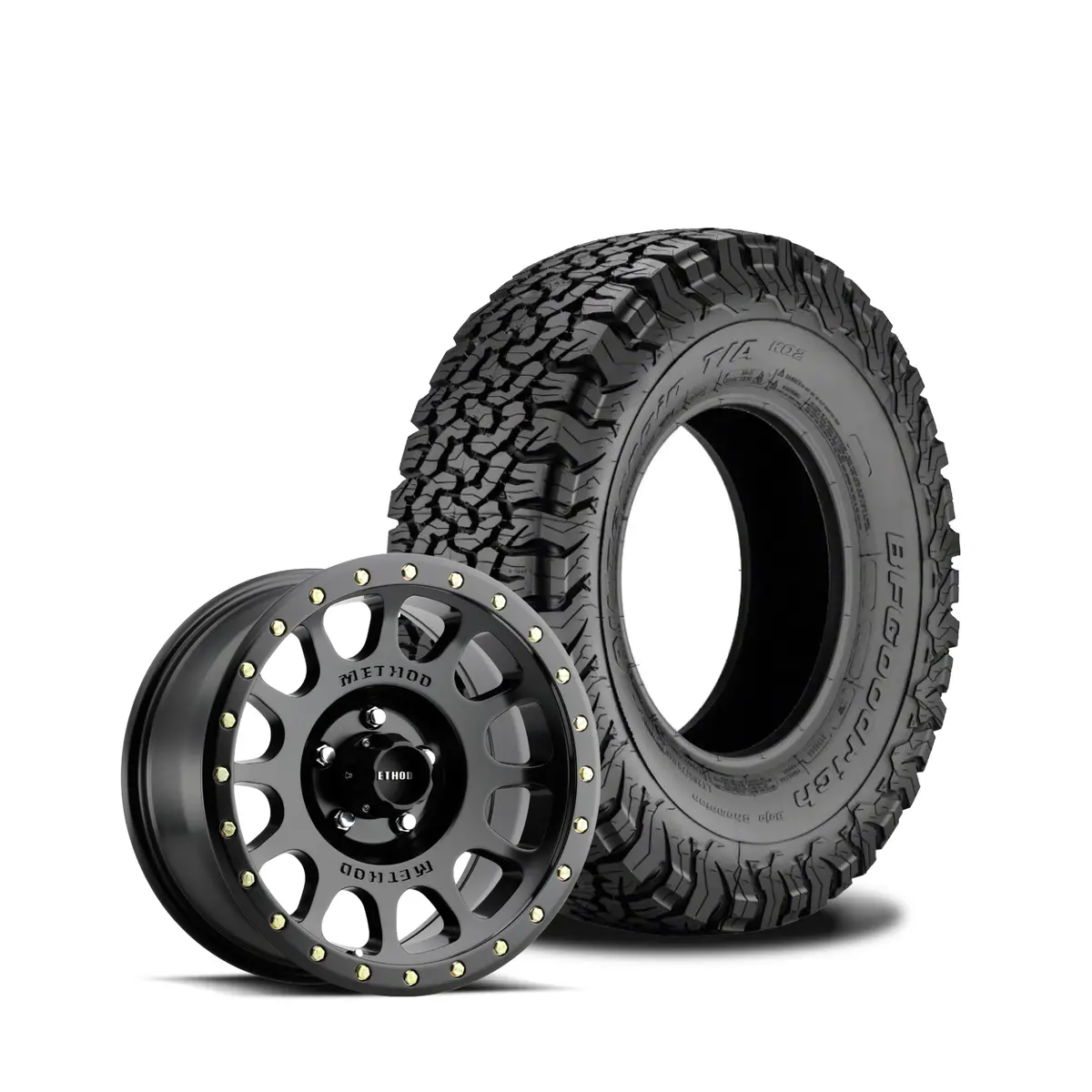 Method 305 17X8.5 Matte Black Gloss 5X5 | Bfg 315/70R17 All Terrain Ko2 | Mounted & Balanced 1