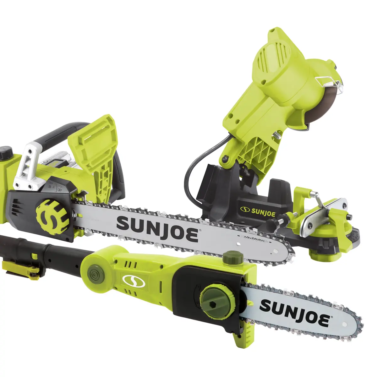 Sun Joe 24V-Saw-Bdl 24-Volt Ion+ Chainsaw Bundle | W/ Chainsaw Kit, Pole Saw Kit, And Chainsaw Sharpener 1