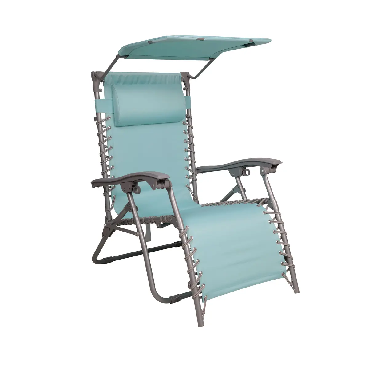 Bliss Hammocks Gbc-026-Sg Gravity Free Beach Chair W/ Pillow & Canopy | 26-In. Wide | Weather & Rust Resistant | 300 Lb. Capacity (Sea Glass) 1