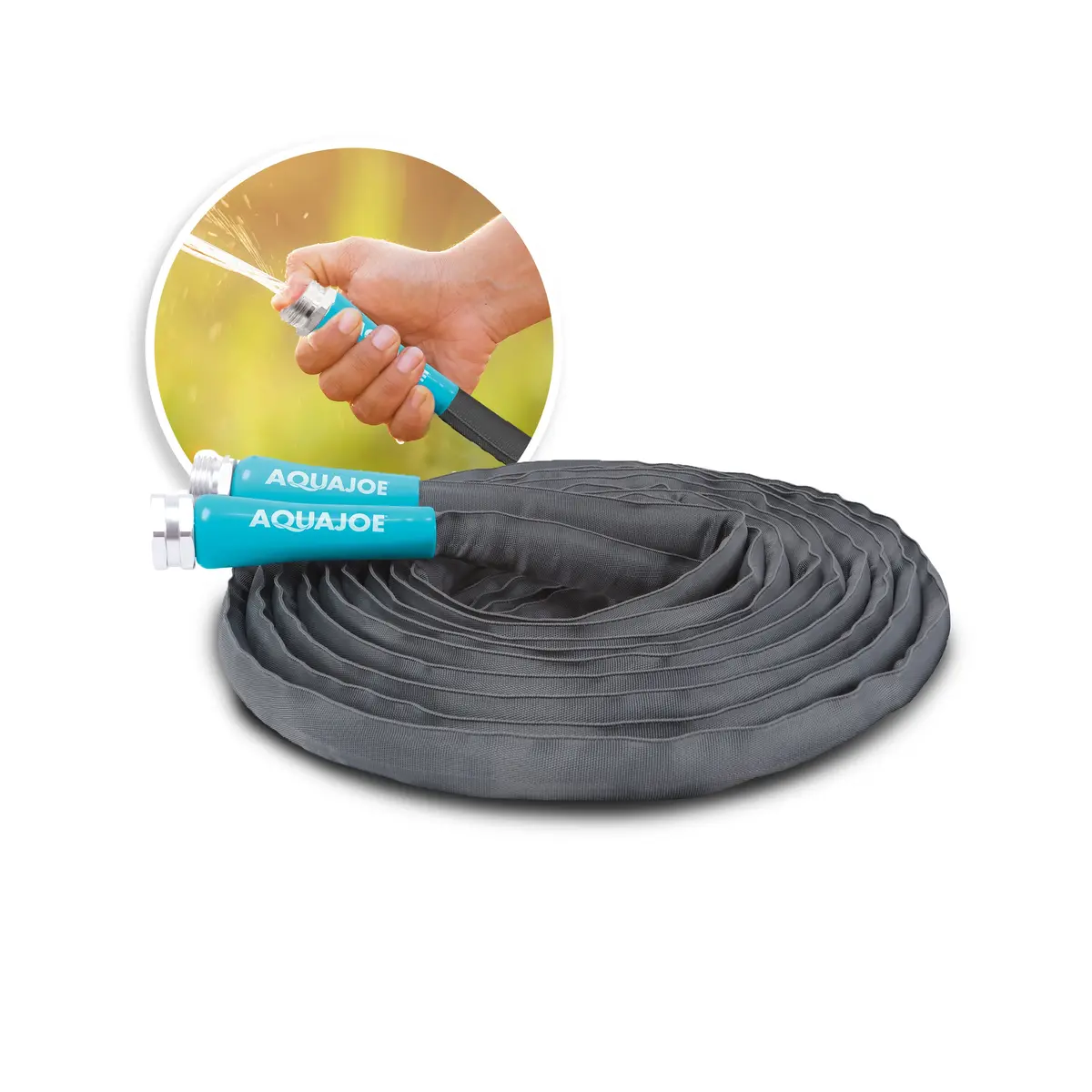 Aqua Joe Ajfjh25-58-Pro Ultra Flexible Kink Free Fiberjacket Garden Hose | 25-Foot | Metal Fittings 1
