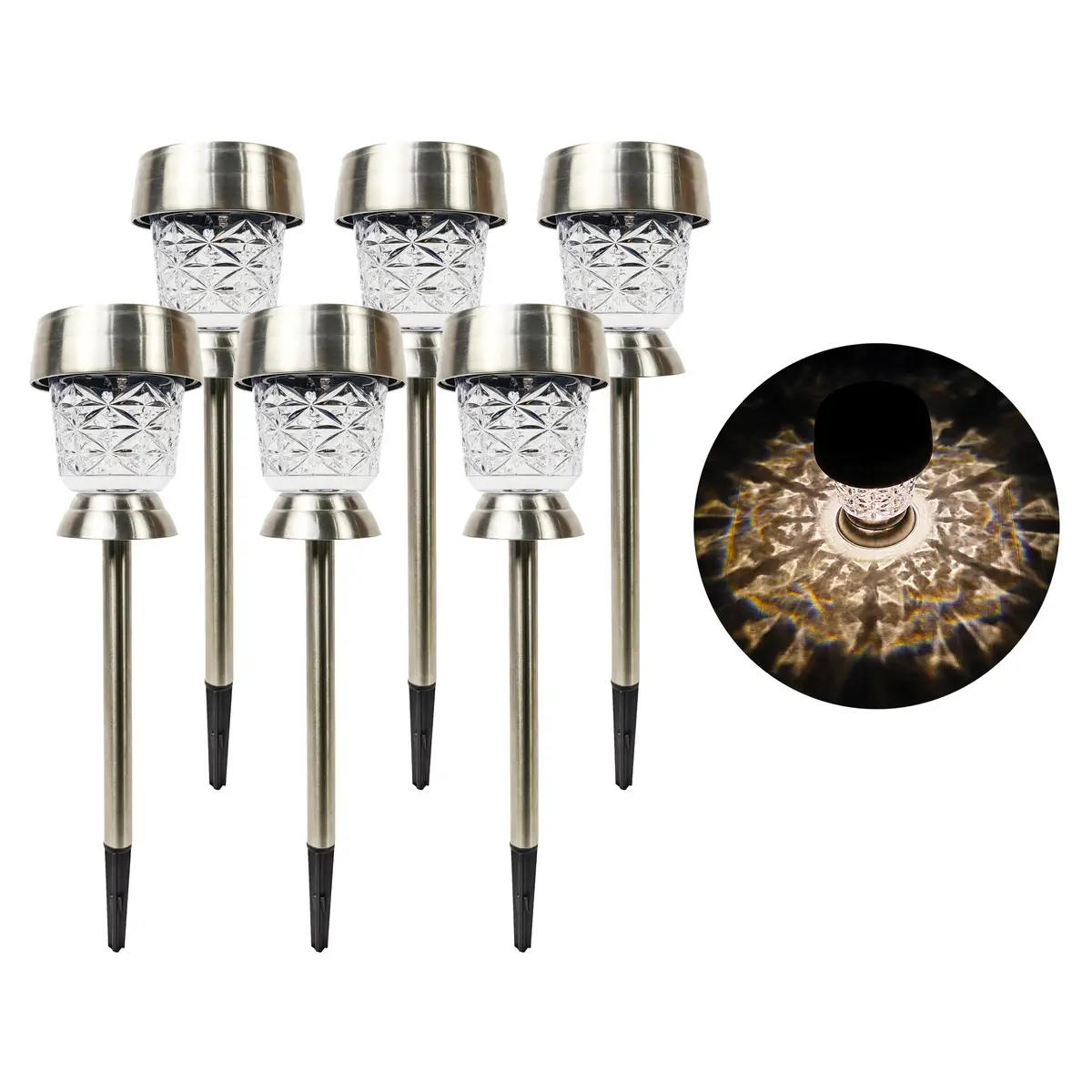Bliss Outdoors Bsl-319 Solar Powered Led Pathway Lights | 14-In. Tall | 6-Pack | Triangle Pattern Design | Waterproof Ip44 1