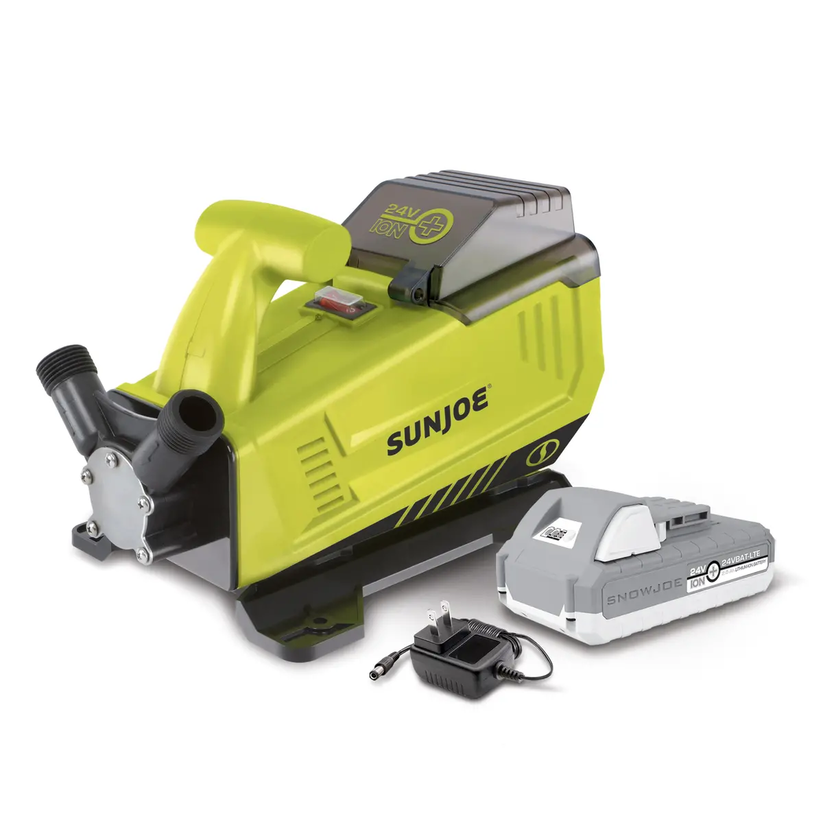 Sun Joe 24V* Ionmax Cordless Transfer Pump Kit | 5.0-Gpm | W/ 2.0-Ah Battery + Charger 1