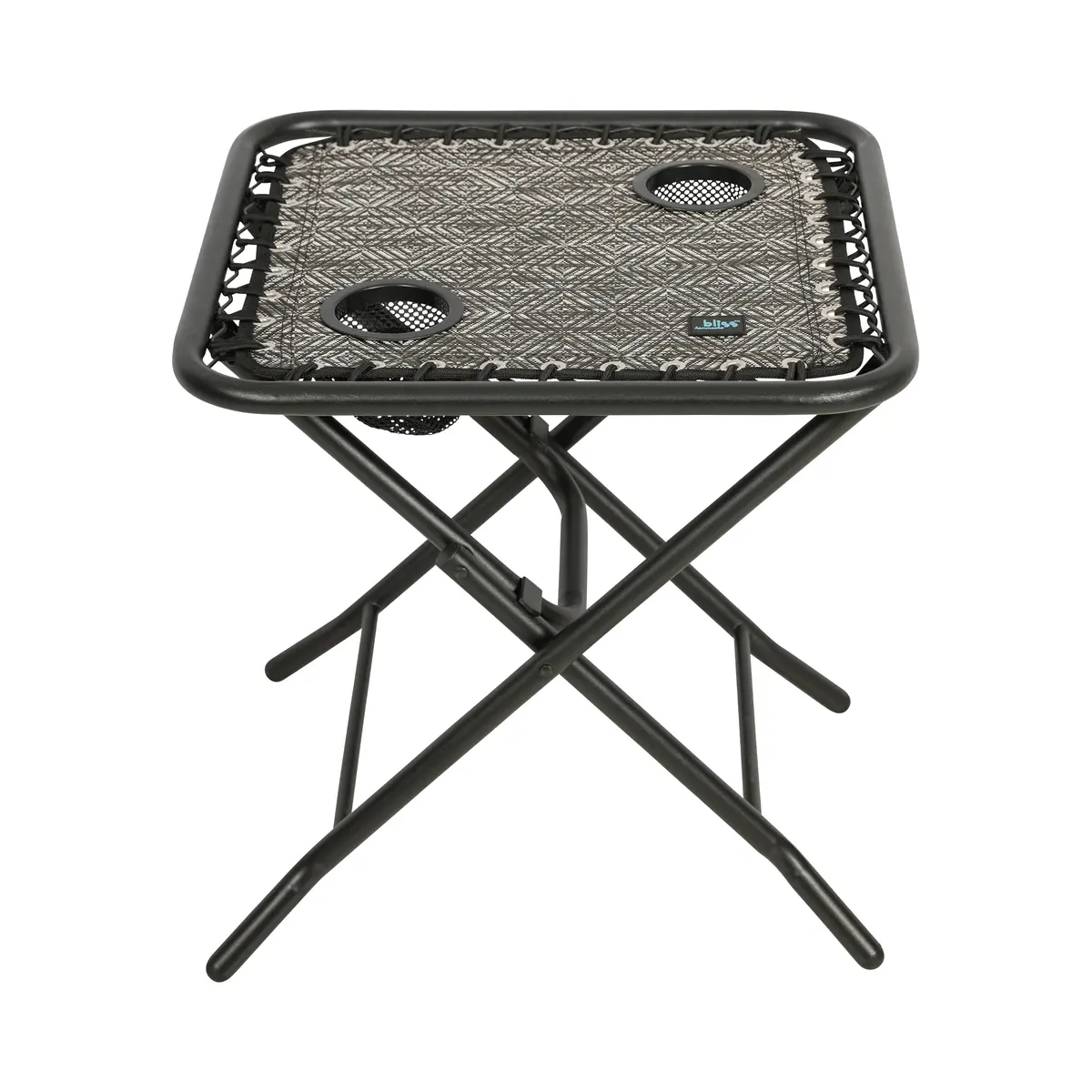 Bliss Hammocks Gfc-Tbl-Djr Folding Side Table W/ 2 Built-In Cup Holders | 20-In. Surface | Weather Resistant | 40 Lb. Capacity (Diamond Jacquard) 1