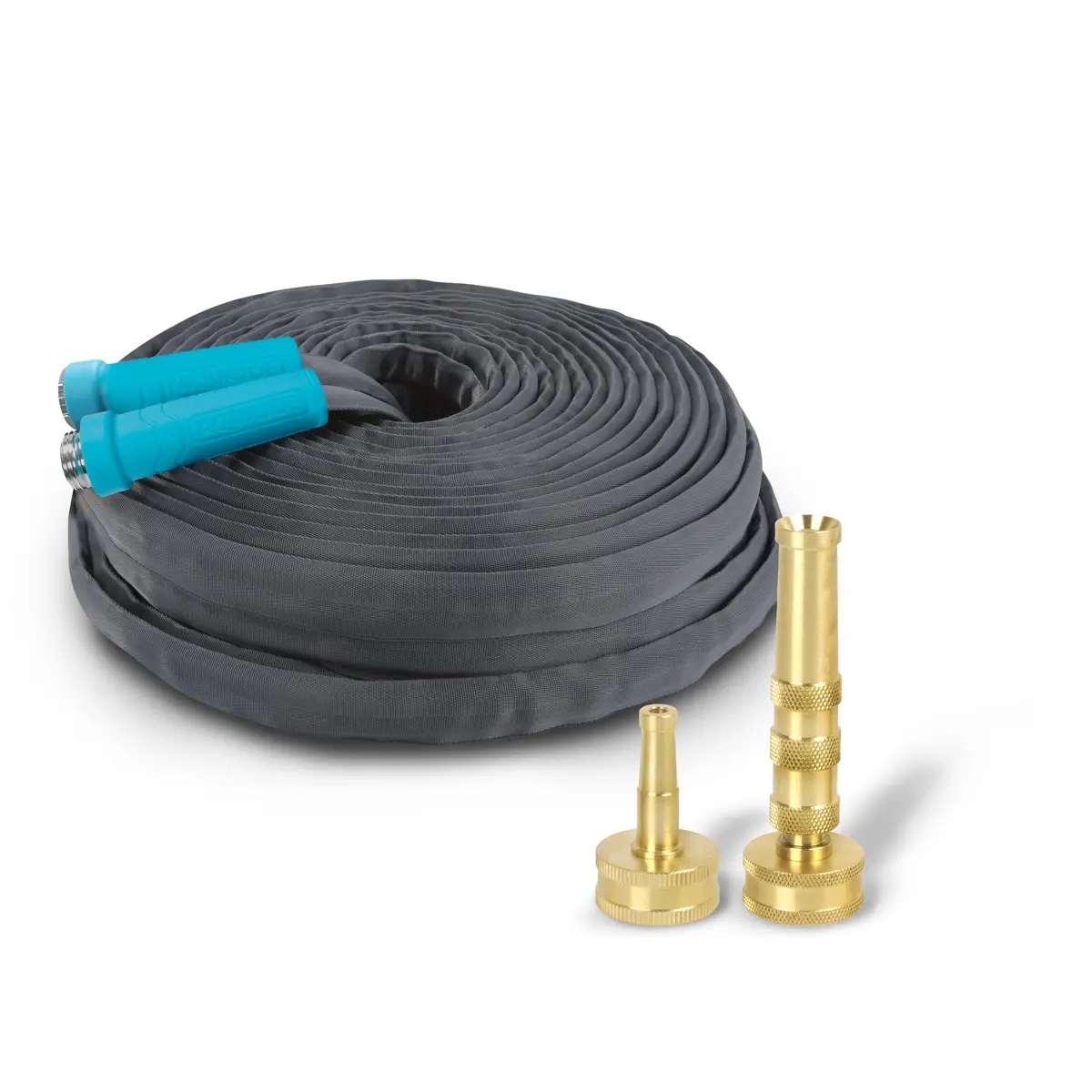 Aqua Joe Fiberjacket Brass Hose Nozzle Bundle | Includes 100-Foot Fiberjacket Hose And Brass Nozzles 1