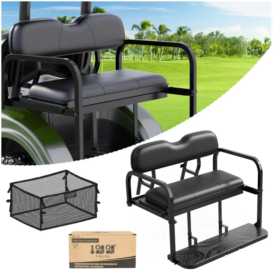 Foldable Golf Cart Rear Flip Seat Kit For Yamaha Drive 2 2017-Up Including Cargo Net - 10L0l 1