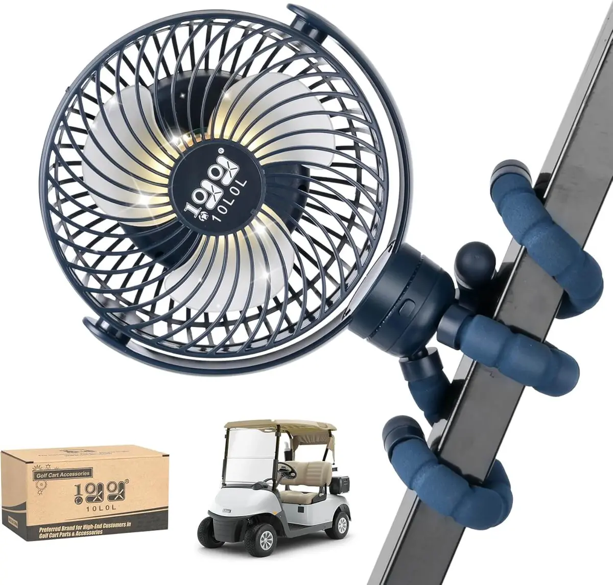 Golf Cart Fan Usb Rechargeable With Flexible Tripod Stand Battery Powered Portable Fan - 10L0l 1