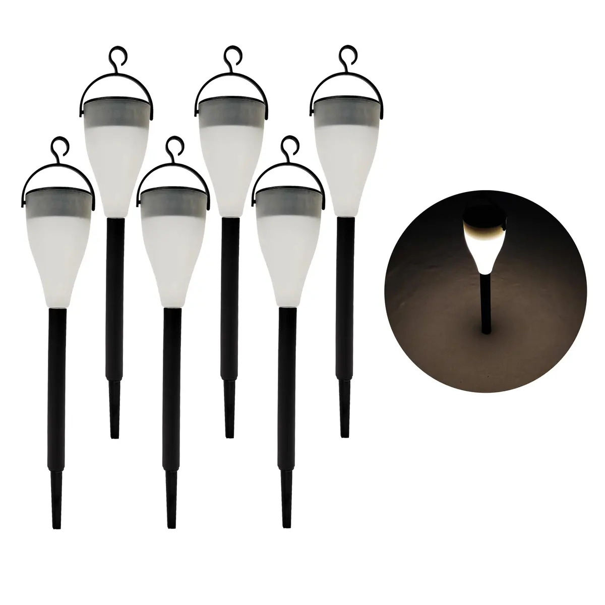 Bliss Outdoors Bsl-317 Solar Powered Led Pathway Lights W/ Hanging Hook | 14-In. Tall | 6-Pack | Waterproof Ip44 1