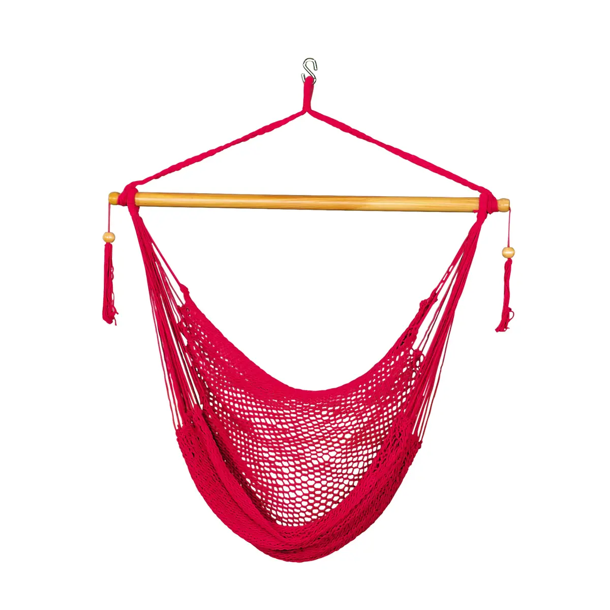 Bliss Hammocks Bhc-412R Island Rope Hammock Chair W/ Spreader Bar & Hanging Hardware | 40-In. Wide | 265 Lb. Capacity (Red) 1