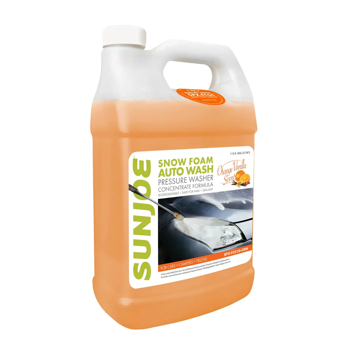 Sun Joe Spx-Fcs1g-Crm Premium Snow Foam Car Wash Soap And Cleaner | 1-Gal. | Orange-Vanilla Scent 1