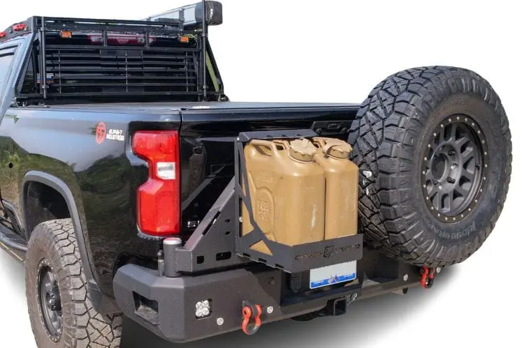 Chassis Unlimited Rear Tire Carrier Bumper Cub960571 Octane Dual Swing Out 2020-2025 Chevy Silverado 2500/3500 Texture Black Powder Coat 1
