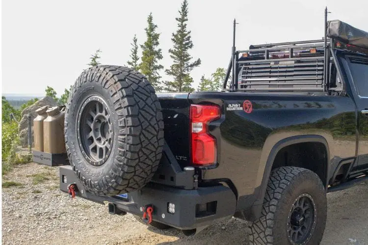 Chassis Unlimited Rear Tire Carrier Bumper Cub960572 Octane Dual Swing Out 2020-2025 Gmc Sierra 2500/3500 Texture Black Powder Coat, Sensor Cutouts 2
