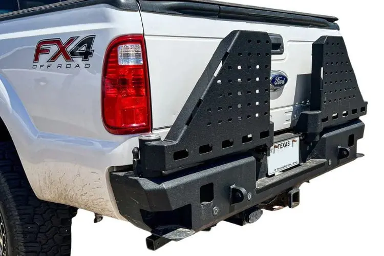 Chassis Unlimited Rear Bumper Tire Carrier Dual Swing Out Cub960122 Ford F250/F350 Superduty 1999-2016 Texture Black Powder Coat, Sensor Cutouts 1