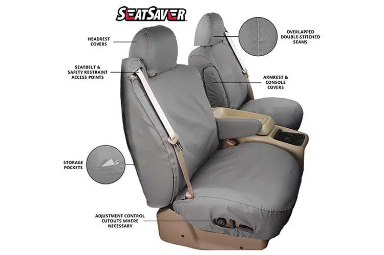 Covercraft Ss3484pcch 201-2021 Dodge Ram 2500/3500 Polycotton Seatsaver Custom Front Seat Covers Charcoal 2