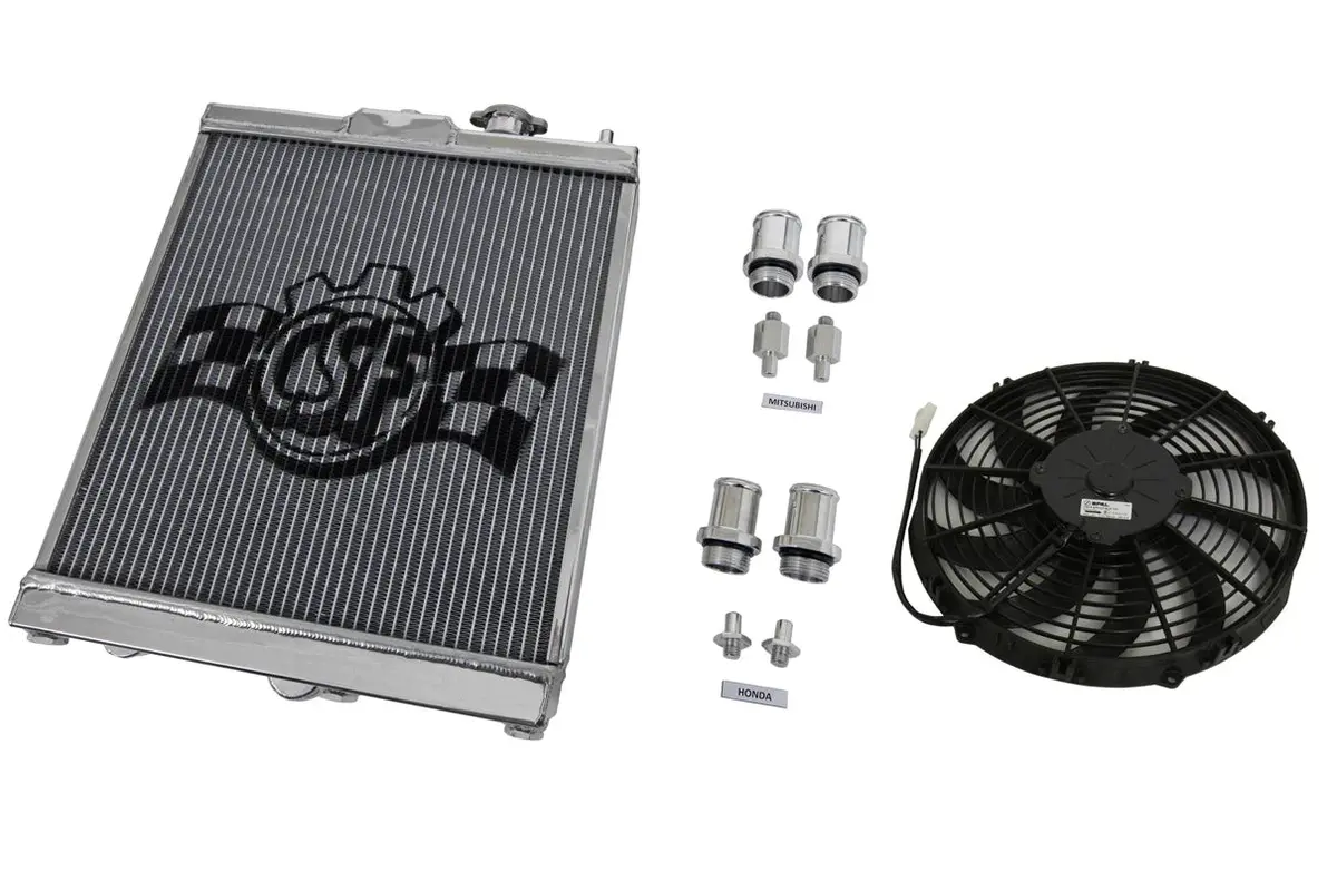 Csf Race Half Size Aluminum Radiator W/ Spal Fan And Shroud - 92-00 Civic / 92-97 Del Sol 1