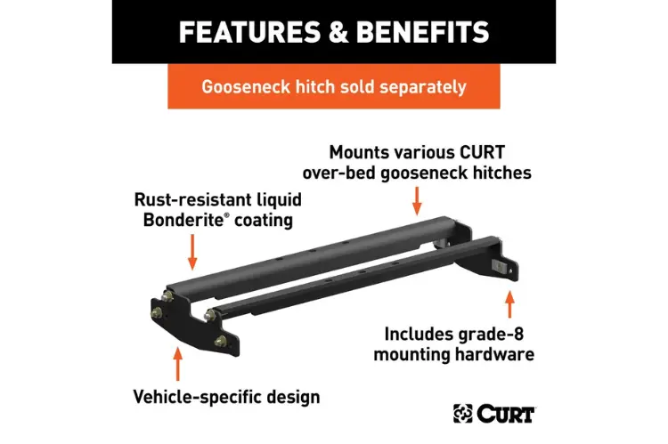 Curt Over-Bed Gooseneck Installation Bracket 61301 2011-2025 Gmc Sierra 2500/3500 Hd 2