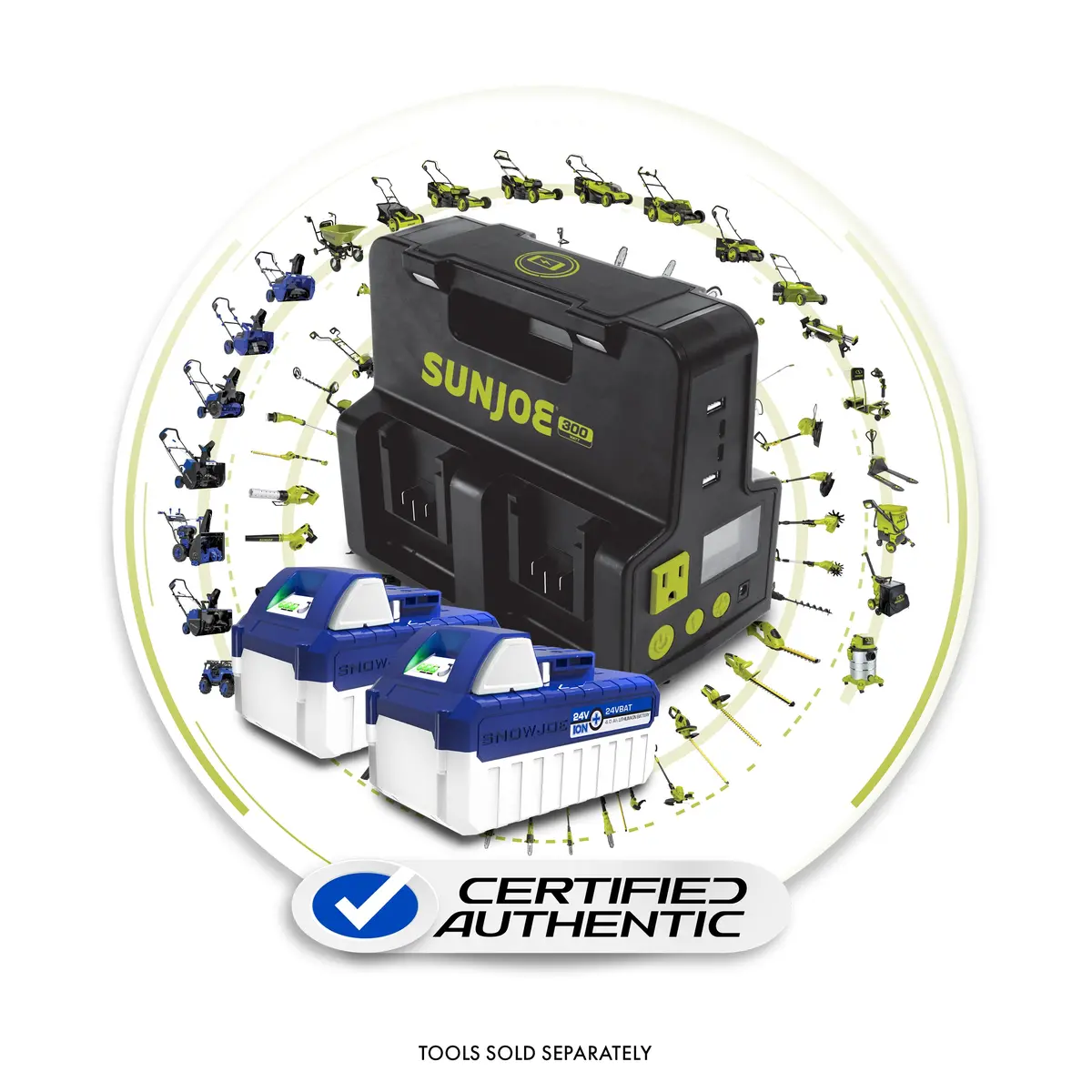 Snow Joe + Sun Joe Certified Authentic Ultimate 24-Volt* Charging Bundle | Power Station + 2 X 4.0-Ah Batteries 1