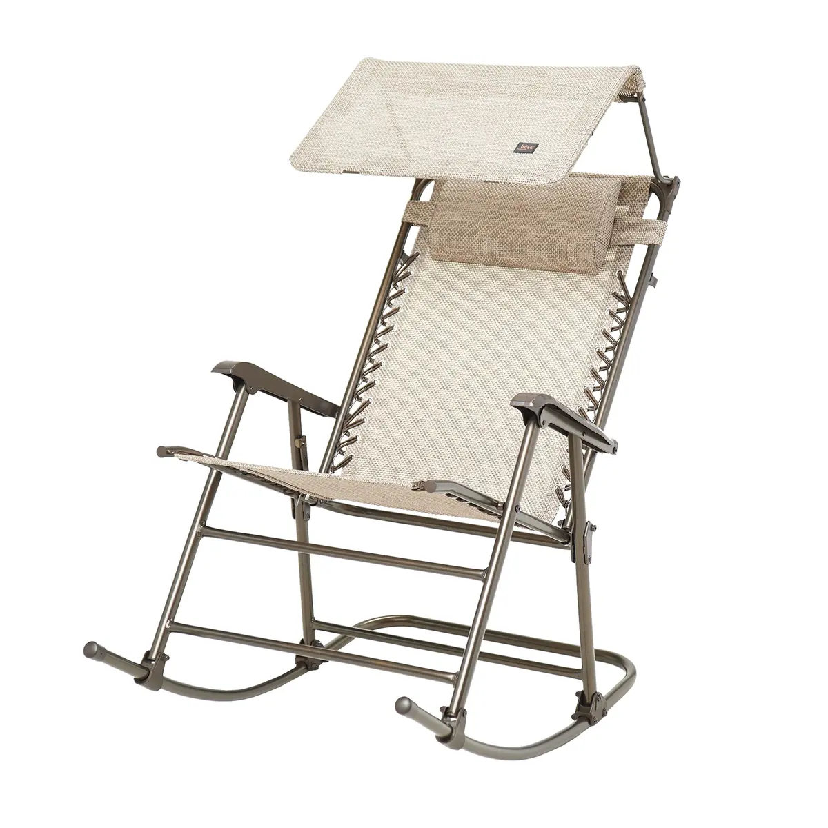 Bliss Hammocks Gfr-091S Deluxe Rocking Chair W/ Canopy & Pillow | 27-In. Wide | Weather & Rust Resistant | 300 Lb. Capacity (Sand) 1