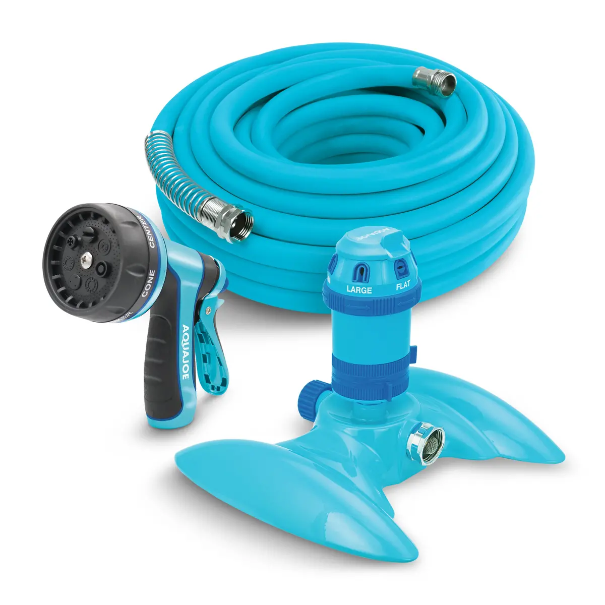 Aqua Joe Complete Aqua Joe Bundle | Turbo Drive Sprinkler + Heavy Duty Nozzle + Hybrid Polymer Hose 1