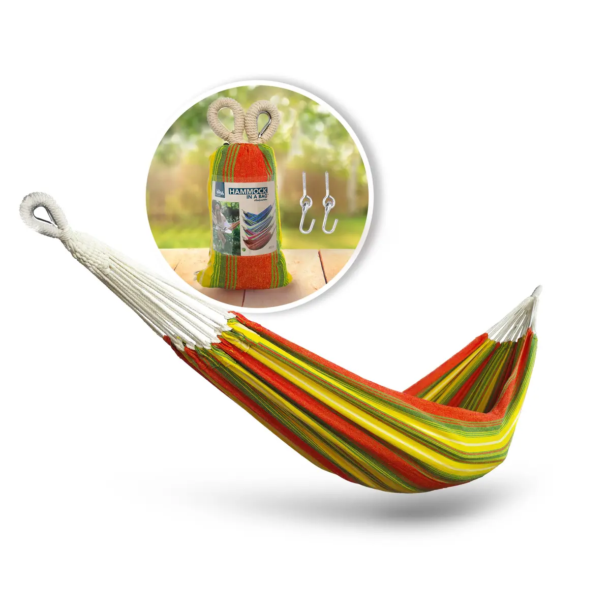 Bliss Hammocks Bh-400-Mt Hammock In A Bag W/ Rope Loops & Hanging Hardware | 40-In. Wide | 220 Lb. Capacity (Mai Tai) 1