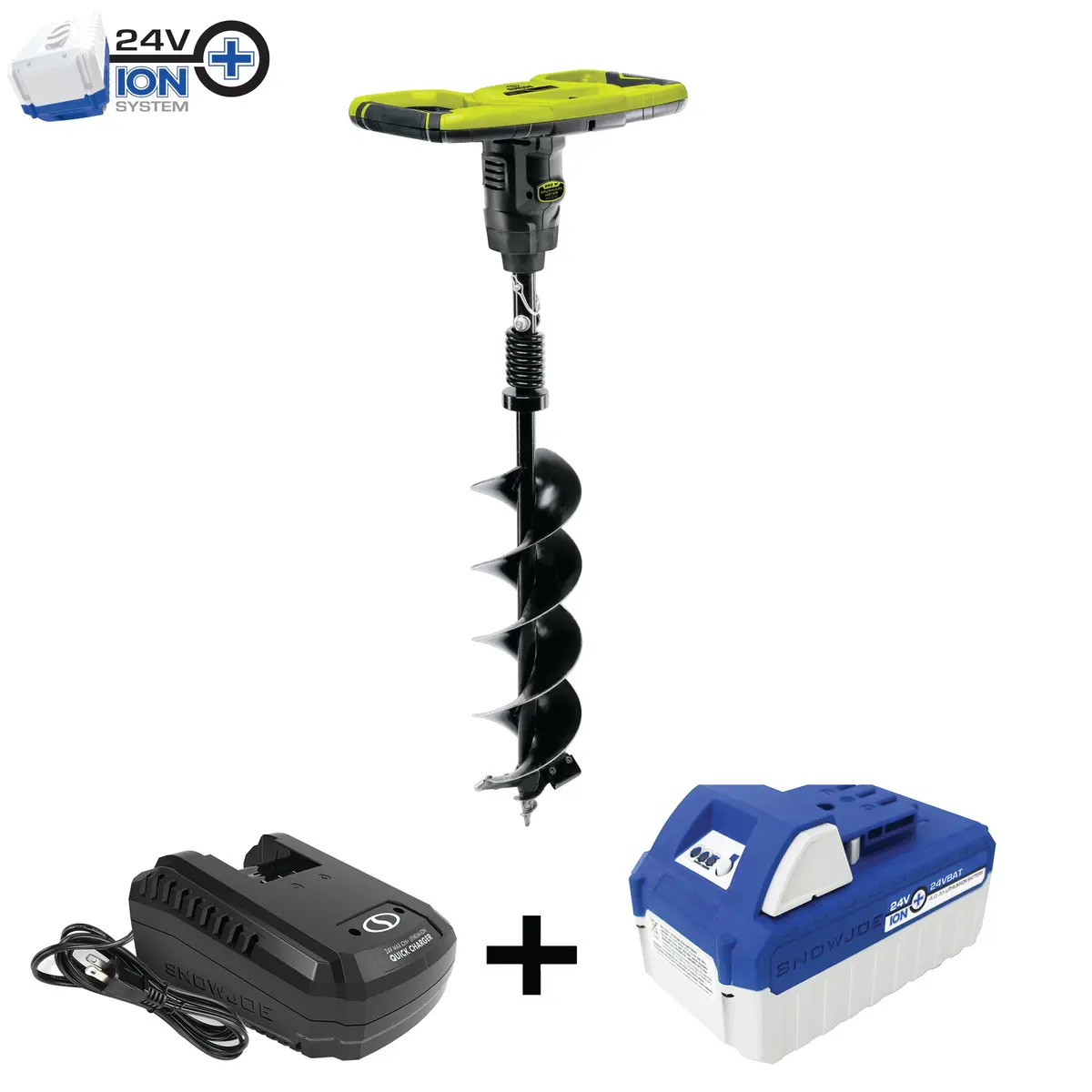 Sun Joe 24V-Agr100 24-Volt* Ionmax Cordless Earth Auger | 30" Drilling Depth | W/ 4.0-Ah Battery + Quick Charger 1