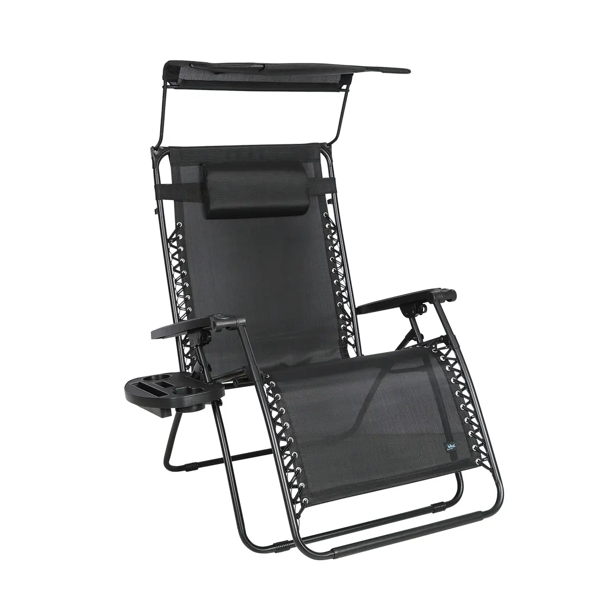 Bliss Hammocks Gfc-438Xwbk Gravity Free Chair W/ Canopy, Drink Tray, & Pillow | 33-In. Wide Xxl | Weather & Rust Resistant | 360 Lb. Capacity 1