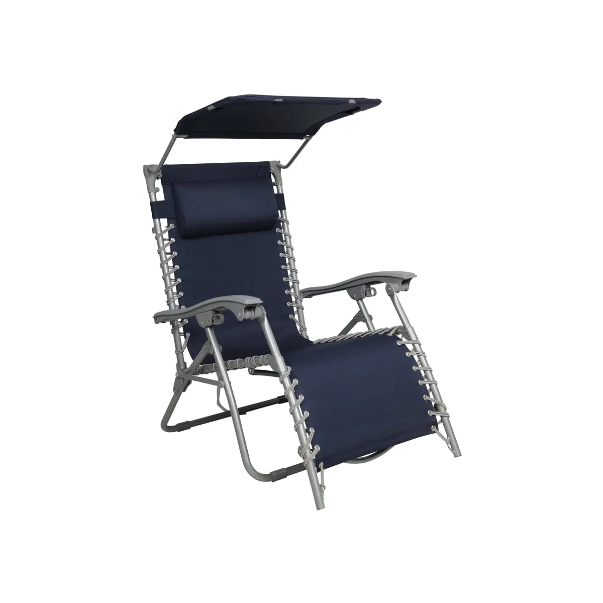 Bliss Hammocks Gbc-026-Nvy Gravity Free Beach Chair W/ Pillow & Canopy | 26-In. Wide | Weather & Rust Resistant | 300 Lb. Capacity (Navy) 1