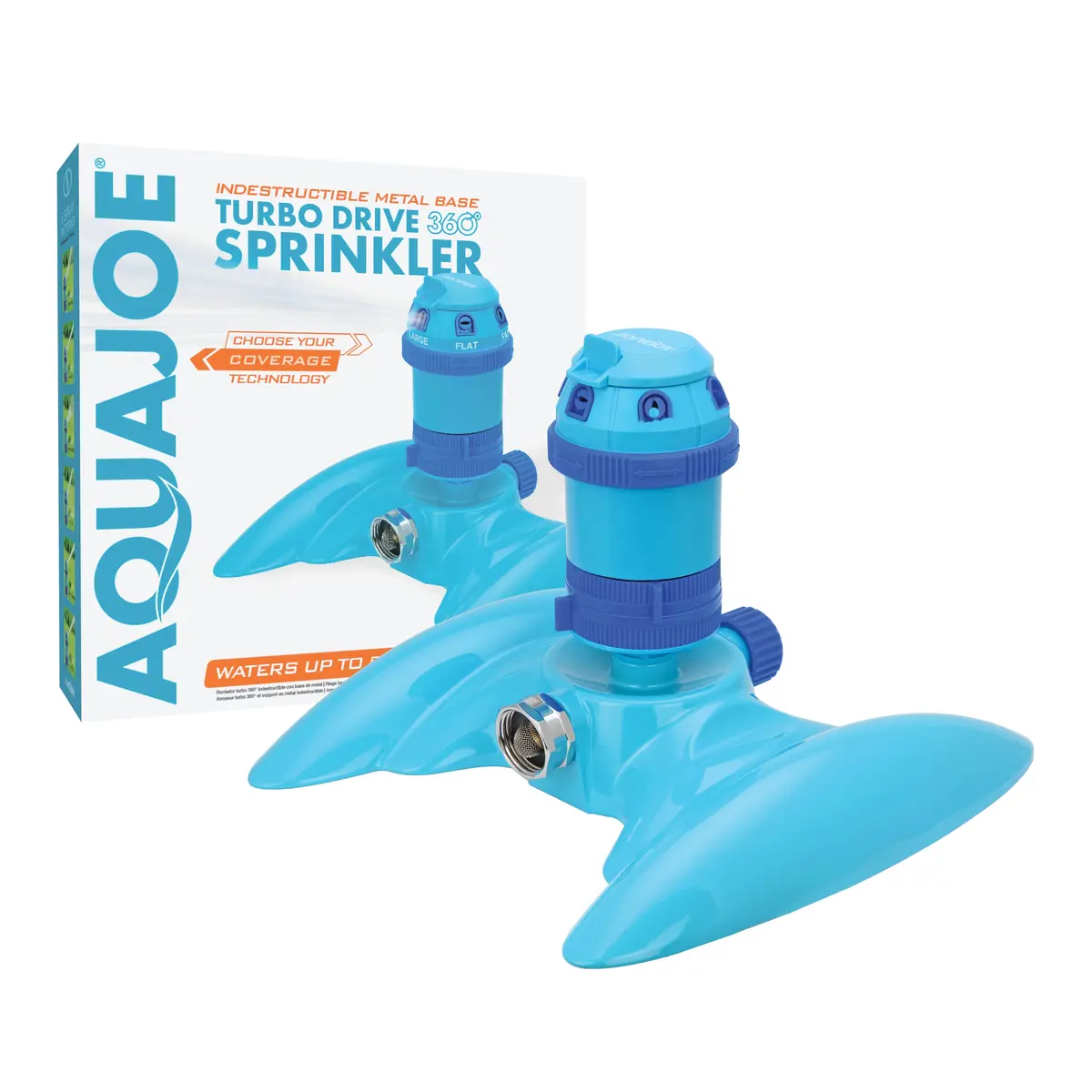 Aqua Joe Aj-Mssbm6 6-Pattern Turbo Drive 360 Degree Sprinkler | Customizable Coverage | 5,284 Sq. Ft. Max Coverage 1