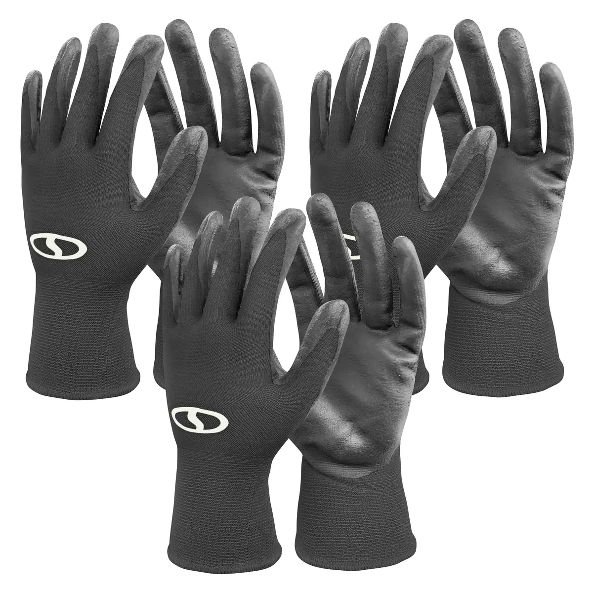 Sun Joe Ggnp-S3-Blk Reusable Nitrile-Palm Gloves | Tactile | Washable | One Size Fits Most | Set Of 3 (Black) 1