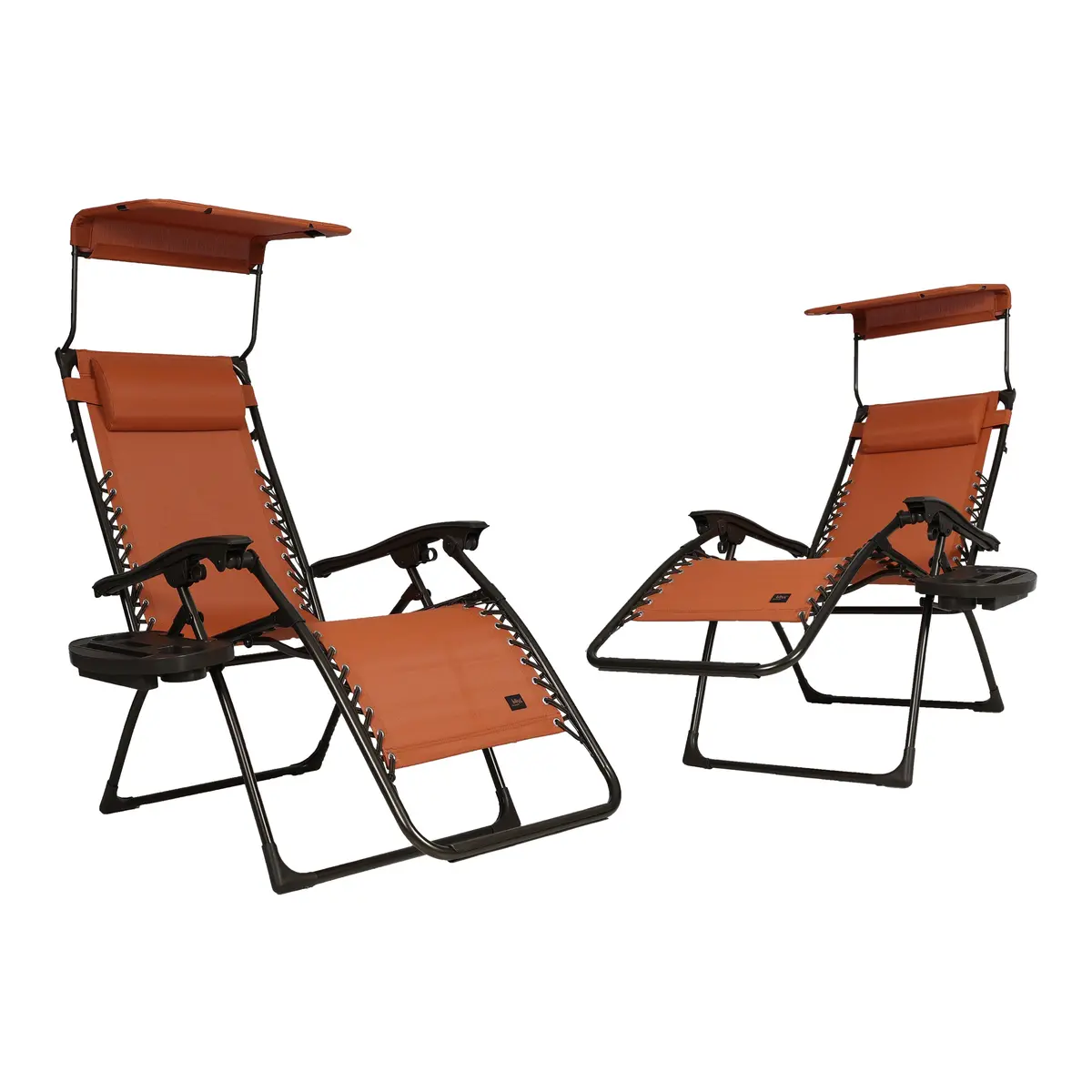 Bliss Hammocks Gfc-026-2Tc Set Of 2 Gravity Free Chairs W/ Canopy, Drink Tray, And Pillow | 26-In. Wide | Weather & Rust Resistant | 300 Lb. Capacity (Terracotta) 1