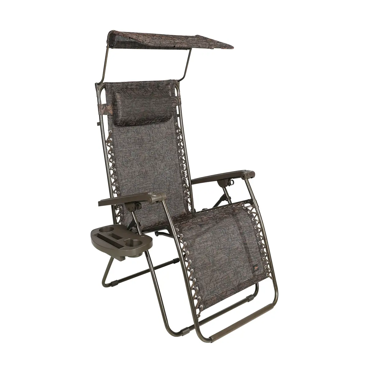 Bliss Hammocks Gfc-430Bj-C Gravity Free Chair W/ Canopy, Drink Tray, & Pillow | 26-In. Wide | 300 Lb. Capacity (Brown Jacquard) 1
