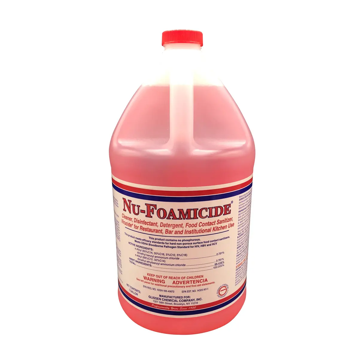Glissen Chemical 300048 Nu-Foamicide Epa-Registered All-Purpose Cleaner Concentrate | 1-Gallon 1