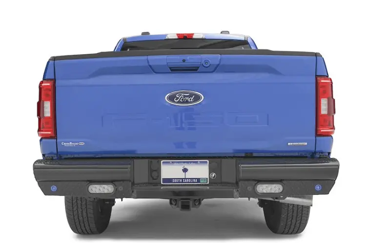 Fab Fours Ff21-T5050-1 Ford F150 2021-2023 Black Steel Rear Bumper Sensor Gloss Black 1