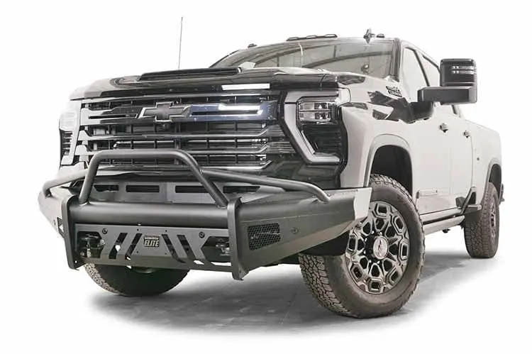 Fab Fours Ch24-Q6162-1 Chevy Silverado 2500Hd/3500Hd 2024-2025 Black Steel Elite Front Bumper Pre-Runner Guard 1