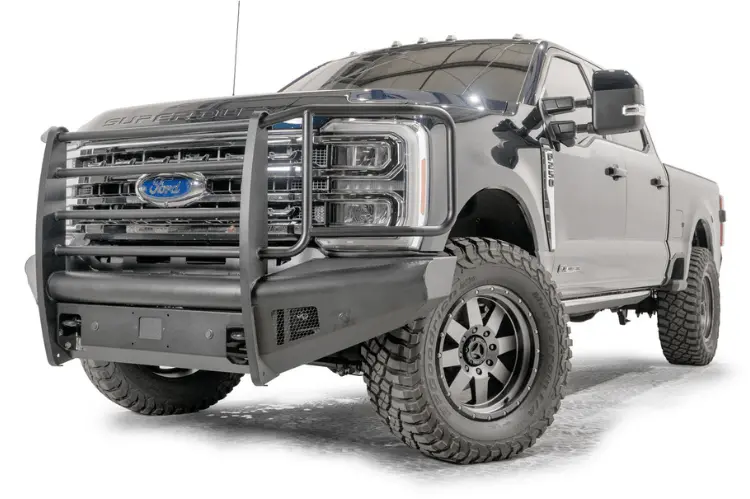 Fab Fours Fs23-Q5960-1 Ford F450/F550 Superduty 2023-2025 Black Steel Elite Front Bumper Full Guard 1