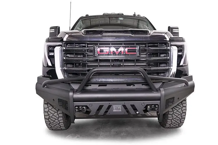 Fab Fours Gm24-Q6262-1 Gmc Sierra 2500/3500 2024-2025 Black Steel Elite Front Bumper With Sensor Pre-Runner Guard 1