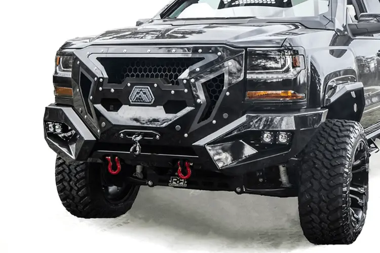 Fab Fours Gr3800-1 Chevy Silverado 1500 2016-2018 Grumper Front Bumper Winch Ready Integrated Sensor Holes 1