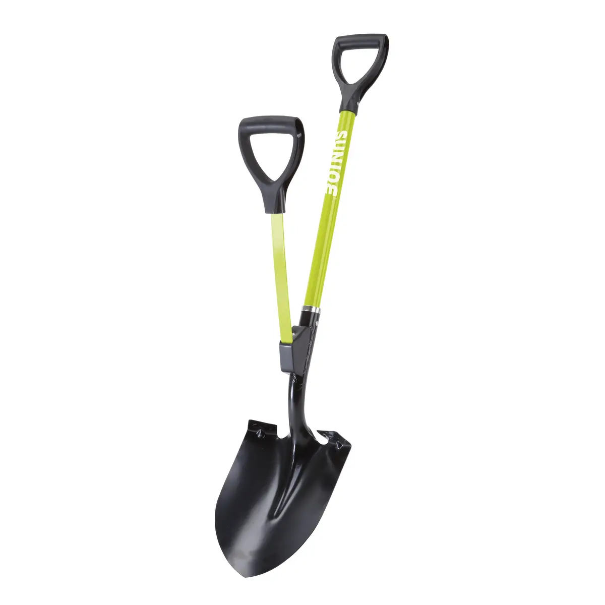 Sun Joe Sj-Shlv06 Shovelution Strain-Reducing Utility Round-Point Digging Garden Shovel | Patented Shovelution Auxiliary Handle | 9-Inch Steel Head (Green) 1